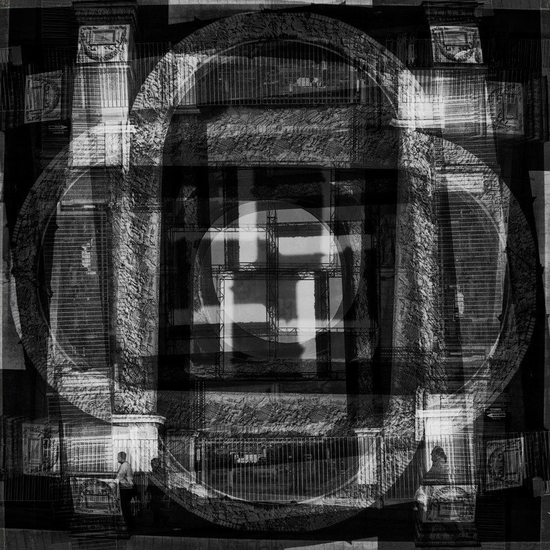 Четырехкратная экспозиция на цифровую камеру с поворотом.
Перевод в ч-б