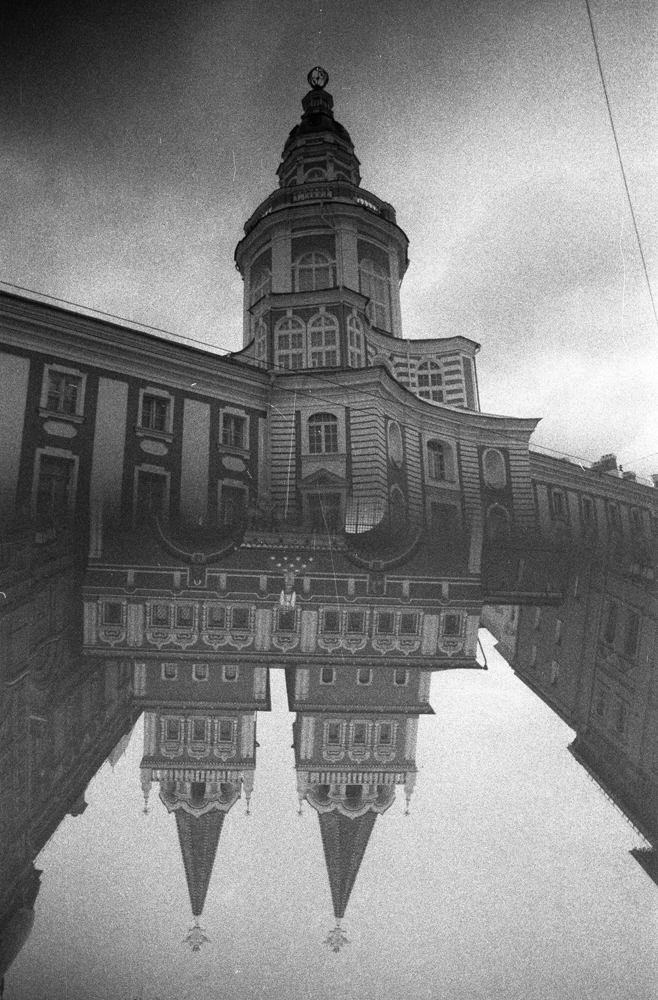 Мультиэкспозиция в два кадра с полукадровым фильтром с поворотом камеры на 180